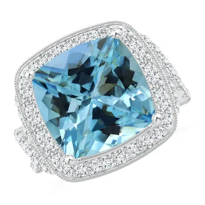 ANGARA GIA CERTIFIED CUSHION AQUAMARINE TWISTED INFINITY RING