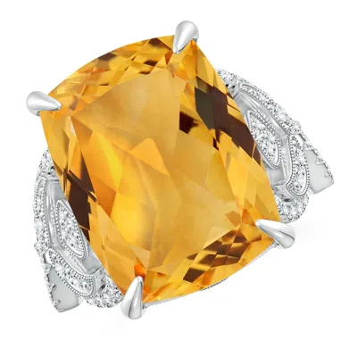 ANGARA GIA CERTIFIED CUSHION CITRINE TWISTED SHANK RING.