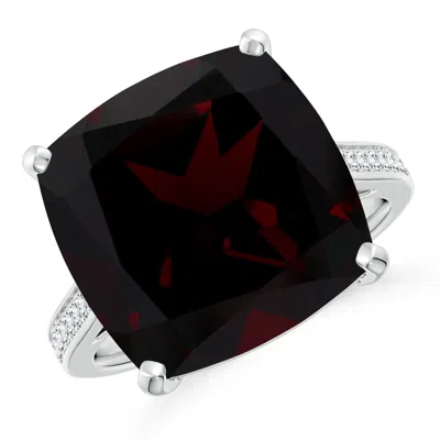 ANGARA GIA CERTIFIED CUSHION GARNET RING WITH DIAMOND ACCENTS