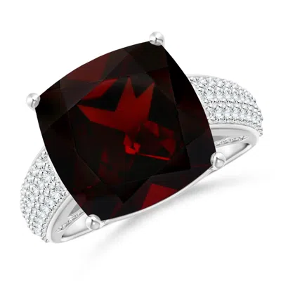 ANGARA GIA CERTIFIED CUSHION GARNET RING WITH PAVE-SET DIAMONDS