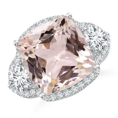 ANGARA GIA CERTIFIED CUSHION MORGANITE HALO RING WITH DIAMONDS