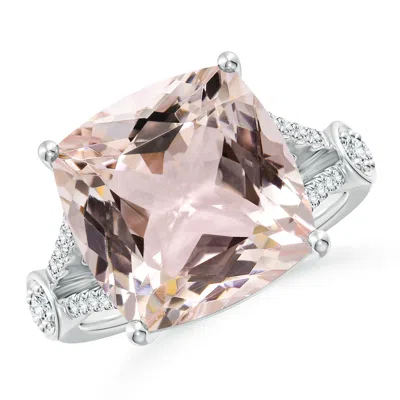 ANGARA GIA CERTIFIED CUSHION MORGANITE SPLIT SHANK RING