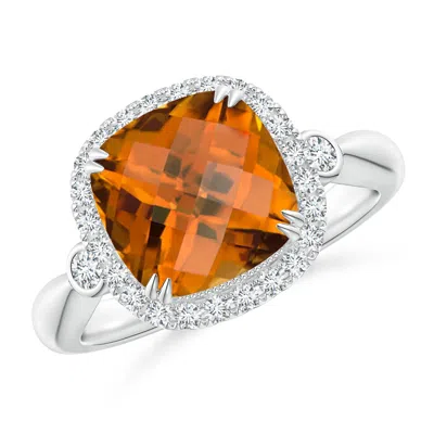 ANGARA GIA CERTIFIED CUSHION ORANGE ZIRCON RING
