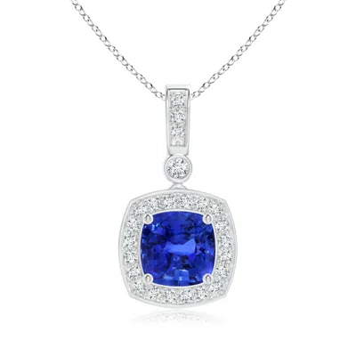 ANGARA GIA CERTIFIED CUSHION SAPPHIRE PENDANT WITH DIAMOND HALO