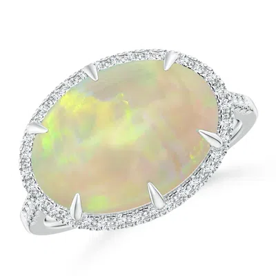 ANGARA GIA CERTIFIED EAST-WEST OVAL OPAL RING WITH DIAMOND HALO
