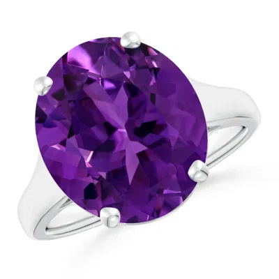 ANGARA GIA CERTIFIED FLAT PRONG-SET OVAL AMETHYST SOLITAIRE RING