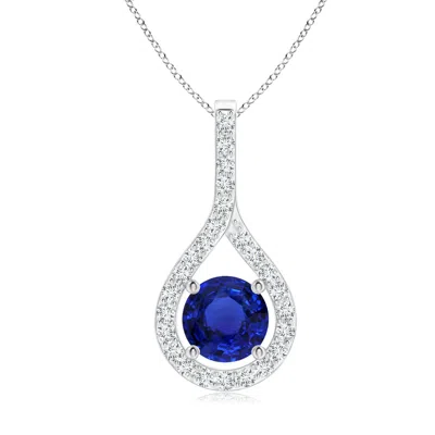 ANGARA GIA CERTIFIED FLOATING BLUE SAPPHIRE ROUND PENDANT WITH DIAMONDS