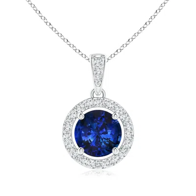 ANGARA GIA CERTIFIED FLOATING SAPPHIRE PENDANT WITH DIAMOND HALO