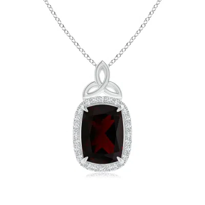 ANGARA GIA CERTIFIED GARNET HALO PENDANT WITH CELTIC MOTIF