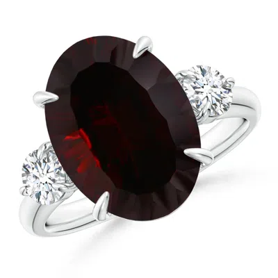 ANGARA GIA CERTIFIED GARNET THREE STONE RING WITH DIAMONDS