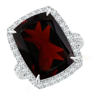 ANGARA GIA CERTIFIED GARNET TWO TONE COCKTAIL RING WITH HALO