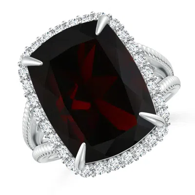 ANGARA GIA CERTIFIED GIA CERTIFIED RECTANGULAR CUSHION GARNET SPLIT SHANK HALO RING