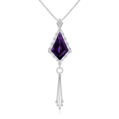 ANGARA GIA CERTIFIED KITE-SHAPED STEP-CUT AMETHYST TASSEL DROP PENDANT