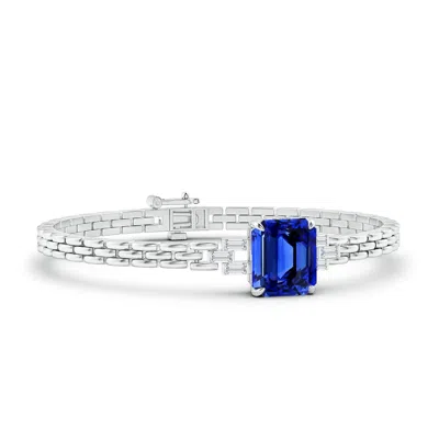 ANGARA GIA CERTIFIED OCTAGONAL BLUE SAPPHIRE RECTANGLE LINK CHAIN BRACELET