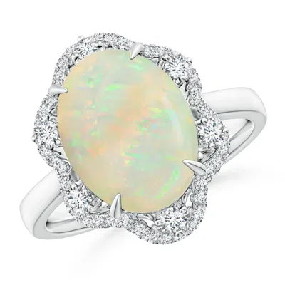 ANGARA GIA CERTIFIED OPAL FLORAL RING WITH REVERSE TAPERED SHANK