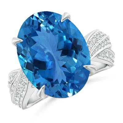 ANGARA GIA CERTIFIED OVAL AQUAMARINE CROSSOVER SHANK RING