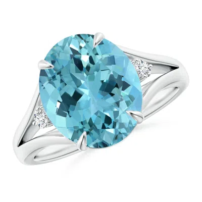 ANGARA GIA CERTIFIED OVAL AQUAMARINE RING WITH DIAMOND ACCENTS