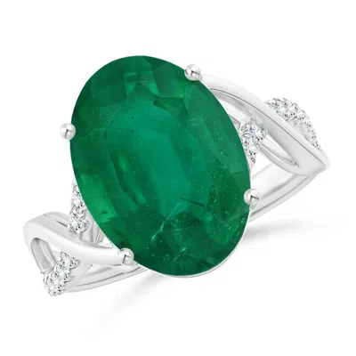 ANGARA GIA CERTIFIED OVAL EMERALD CROSSOVER RING