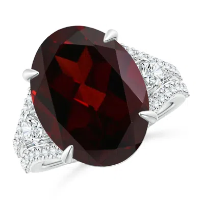 ANGARA GIA CERTIFIED OVAL GARNET SPLIT SHANK RING