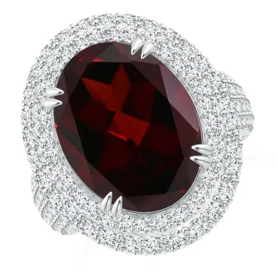 ANGARA GIA CERTIFIED OVAL GARNET TRIPLE HALO RING