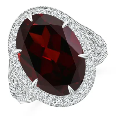ANGARA GIA CERTIFIED OVAL GARNET VINTAGE STYLE SPLIT SHANK RING