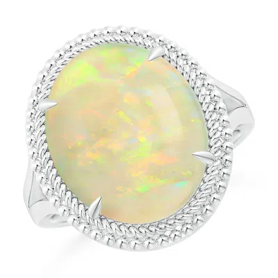 ANGARA GIA CERTIFIED OVAL OPAL COCKTAIL RING WITH BEADED HALO