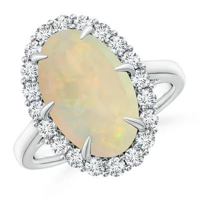 ANGARA GIA CERTIFIED OVAL OPAL RING WITH DIAMOND HALO