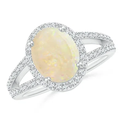 ANGARA GIA CERTIFIED OVAL OPAL SPLIT SHANK HALO RING