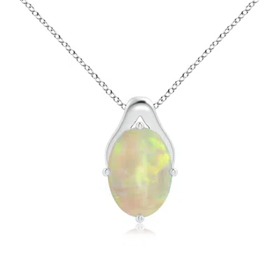 ANGARA GIA CERTIFIED OVAL OPAL WISHBONE PENDANT
