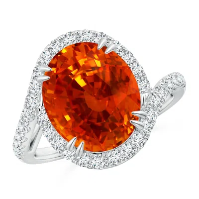 ANGARA GIA CERTIFIED OVAL ORANGE SAPPHIRE BYPASS SHANK RING WITH DIAMONDS