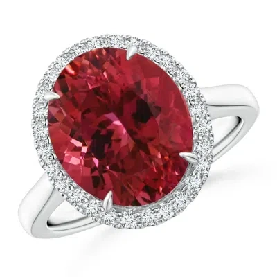 ANGARA GIA CERTIFIED OVAL PINK TOURMALINE CATHEDRAL RING