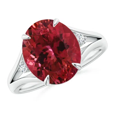ANGARA GIA CERTIFIED OVAL PINK TOURMALINE RING WITH DIAMOND ACCENTS