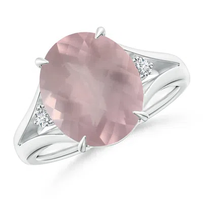 ANGARA GIA CERTIFIED OVAL ROSE QUARTZ RING WITH DIAMOND ACCENTS