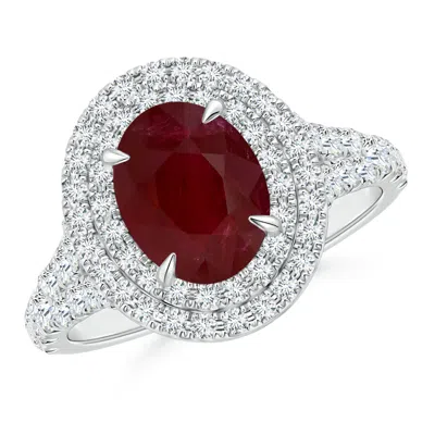 ANGARA GIA CERTIFIED OVAL RUBY DOUBLE HALO RING