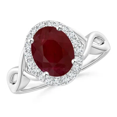 ANGARA GIA CERTIFIED OVAL RUBY INFINITY RING WITH DIAMOND HALO