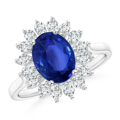 ANGARA GIA CERTIFIED OVAL SAPPHIRE RING WITH FLORAL DIAMOND HALO