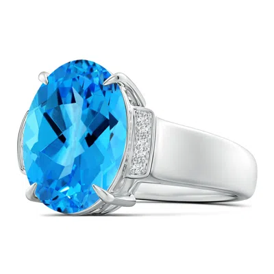 ANGARA GIA CERTIFIED OVAL SWISS BLUE TOPAZ RING WITH DIAMOND ACCENTS - 8 CT TW
