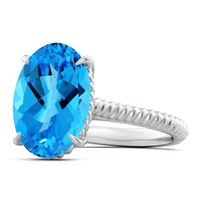 ANGARA GIA CERTIFIED OVAL SWISS BLUE TOPAZ TWIST SHANK RING - 8 CT TW