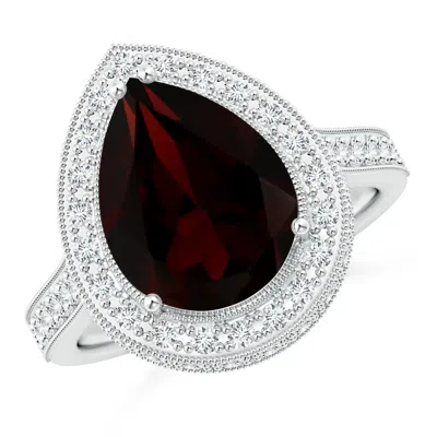 ANGARA GIA CERTIFIED PEAR-SHAPED GARNET RING WITH FILIGREE