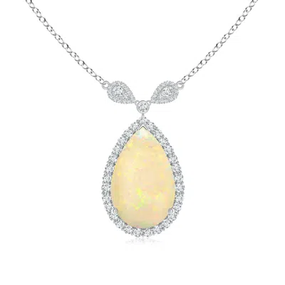 ANGARA GIA CERTIFIED PEAR-SHAPED OPAL HALO PENDANT