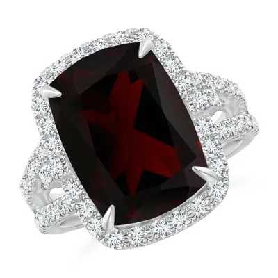 ANGARA GIA CERTIFIED RECTANGULAR CUSHION GARNET HALO RING