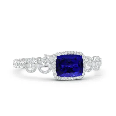ANGARA GIA CERTIFIED RECTANGULAR CUSHION TANZANITE MULTI-LINK BRACELET WITH HALO