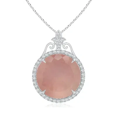 ANGARA GIA CERTIFIED ROSE QUARTZ PENDANT WITH FLEUR DE LIS BALE