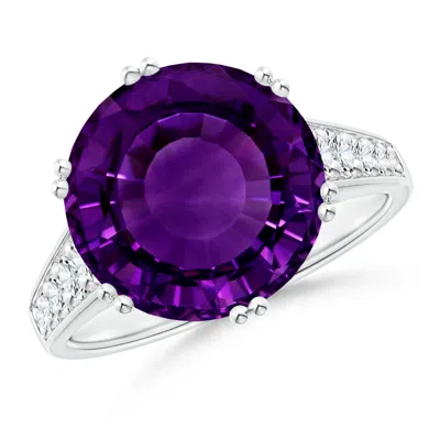 ANGARA GIA CERTIFIED ROUND AMETHYST COCKTAIL RING WITH DIAMONDS