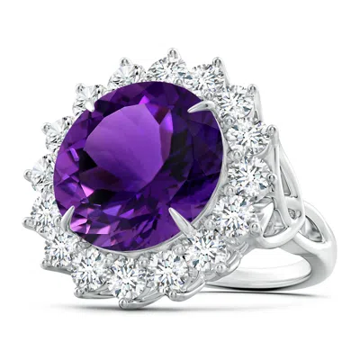 ANGARA GIA CERTIFIED ROUND AMETHYST FLORAL COCKTAIL RING