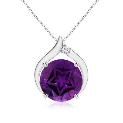 ANGARA GIA CERTIFIED ROUND AMETHYST SOLITAIRE FLAME PENDANT