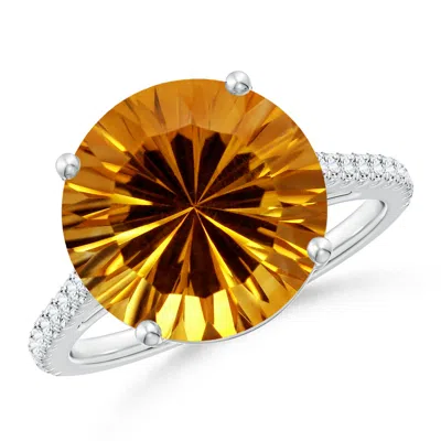 ANGARA GIA CERTIFIED ROUND CITRINE COCKTAIL RING WITH FLORAL MOTIF