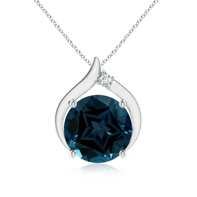 ANGARA GIA CERTIFIED ROUND LONDON BLUE TOPAZ SOLITAIRE FLAME PENDANT