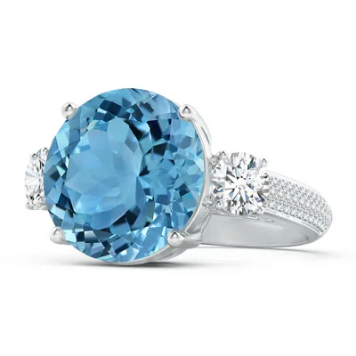 ANGARA GIA CERTIFIED ROUND SKY BLUE TOPAZ THREE STONE RING