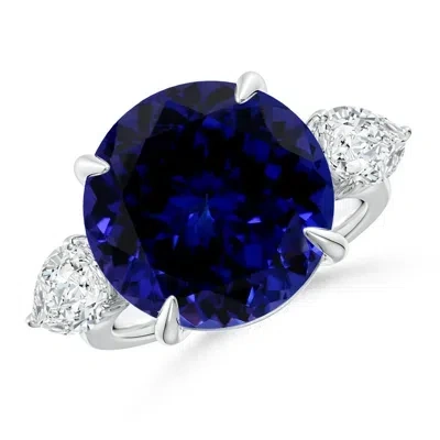 ANGARA GIA CERTIFIED ROUND TANZANITE RING WITH PEAR DIAMOND'S